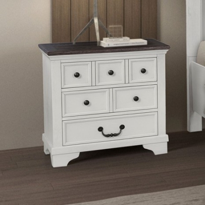 Furniture Of America Hampstead Modern Farmhouse Engineered Wood Veneer, Solid Wood White/Dark Brown Nightstand | FM79014WH-N