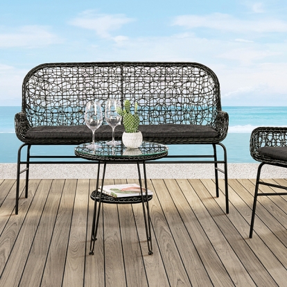 Furniture Of America Zalika Contemporary Black 4 Pc. Conversation Set Model FM80010BK-T-4PC-BN-BENCH