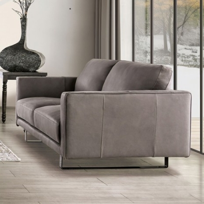 Furniture Of America Mezzanotte Contemporary Engineered Wood, Real Italian Leather, Others Gray Loveseat | FM90000GY-LV-PK