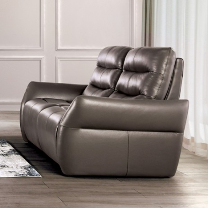 Furniture Of America Granucci Transitional Engineered Wood, Real Italian Leather, Others Gray Power Loveseat | FM90007GY-LV-PM-PK