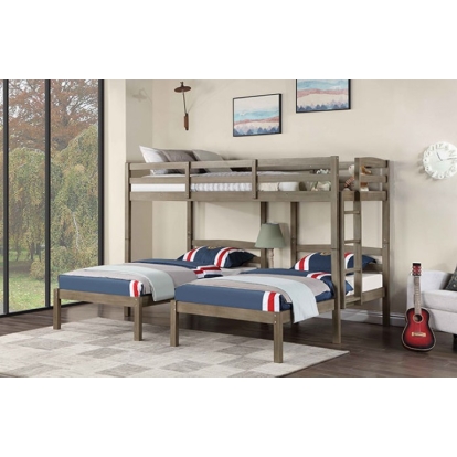 Furniture Of America Hortense Transitional Warm Gray Triple Twin Bed Model FOA-BK659GY-BED