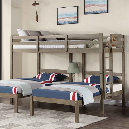 Furniture Of America Hortense Transitional Warm Gray Triple Twin Bed Model FOA-BK659GY-BED