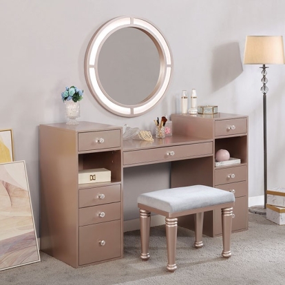 Furniture Of America Yasmine Glam Tiffany Blush Vanity Set Model FOA-DK5683PK-PK