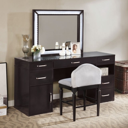 Furniture Of America Vickie Glam Obsidian Gray Vanity Set Model FOA-DK5684DG-PK