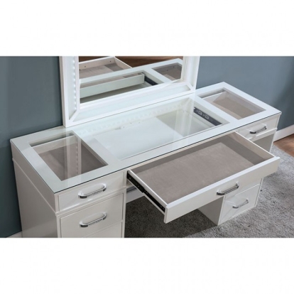 Furniture Of America Vickie Glam White Vanity Set Model FOA-DK5684WH-PK