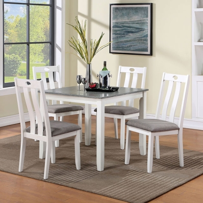 Furniture Of America Dunseith Transitional White/Gray 5 Pc. Dining Set Model FOA3388T-5PK-CHAIR