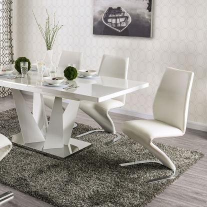 Furniture Of America Zain Contemporary White-Chrome Dining Table Model FOA3742T-TABLE