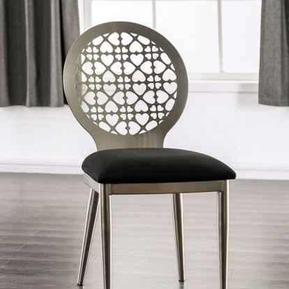 Furniture Of America Abner Contemporary Silver/Black Side Chair (2/Ctn) Model FOA3743SC-2PK