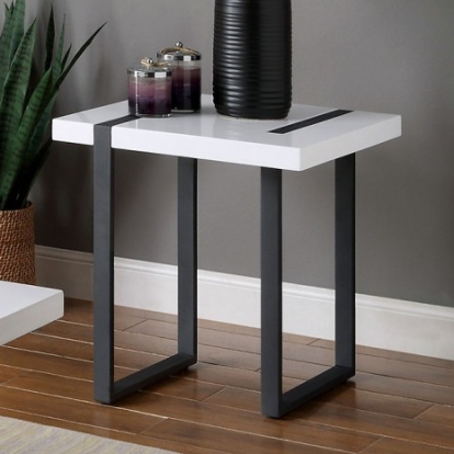 Furniture Of America Eimear Contemporary Metal, Others White/Black End Table | FOA4403E