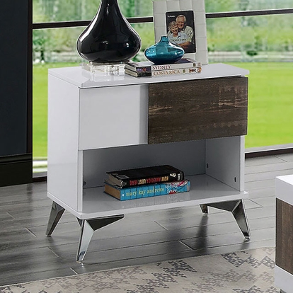 Furniture Of America Corinne Contemporary White-Distressed Dark Oak End Table Model FOA4535E