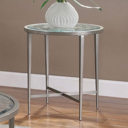 Furniture Of America Freja Contemporary Steel, Tempered Glass Silver End Table | FOA4743E