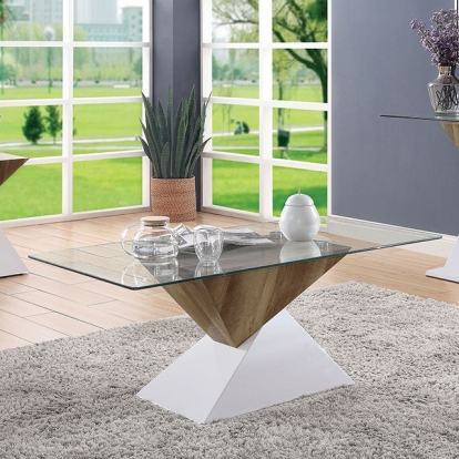 Furniture Of America Bima Contemporary White-Natural Tone Coffee Table Model FOA4746C-TABLE
