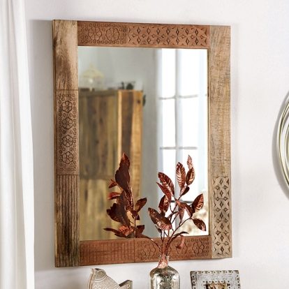 Furniture Of America Blanchefleur Rustic Weathered Light Natural Tone Mirror Model FOA51007