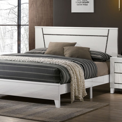 Furniture Of America Magdeburg Contemporary Solid Wood, Wood Veneer, Others White Bed | FOA7038WH