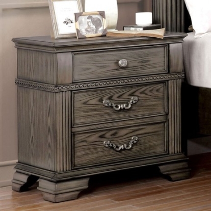 Furniture Of America Pamphilos Traditional Solid Wood, Wood Veneer, Others Gray Night Stand | FOA7144GY-N