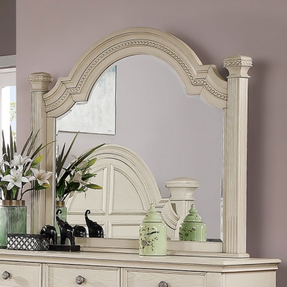 Furniture Of America Pamphilos Traditional Antique White Mirror Model FOA7144WH-M