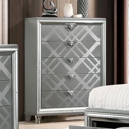 Furniture Of America Emmeline Contemporary Mirror, Solid Wood, Wood Veneer, Others Silver Chest | FOA7147C