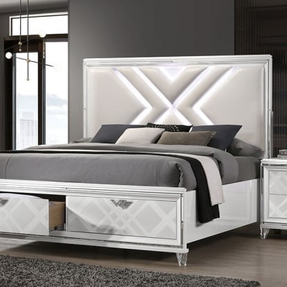 Furniture Of America Emmeline Contemporary White Bed Model FOA7147WH-Queen Bed