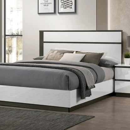 Furniture Of America Birsfelden Contemporary White/Metallic Gray Bed Model FOA7225WH-E.King Bed