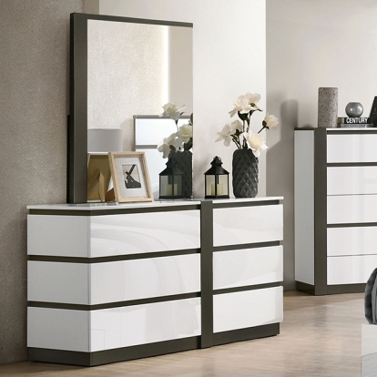 Furniture Of America Birsfelden Contemporary White-Metallic Gray Dresser Model FOA7225WH-D
