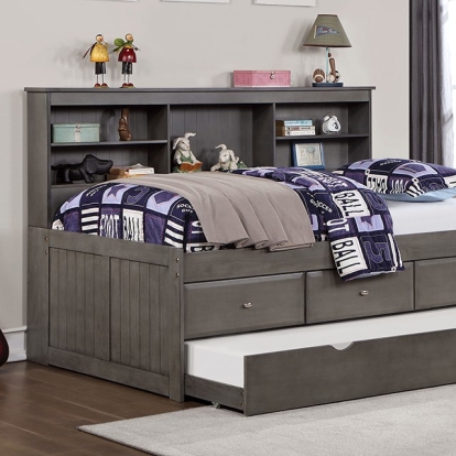 Furniture Of America Tibalt Transitional Solid Wood, Others Dark Gray Bed | FOA7466GY-Twin Bed w/ Trundle