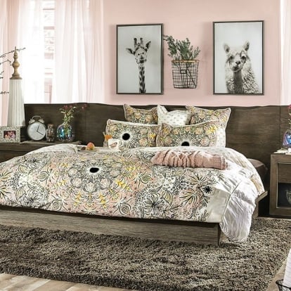 Furniture Of America Bridgewater Transitional Light Walnut Bed W/ Panels Model FOA7490+PL-Queen Bed w/ Panels