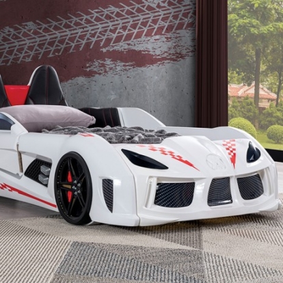 Furniture Of America Trackster Novelty Abs, Leatherette, Others White Bed | FOA7723WH-BED