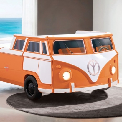 Furniture Of America Axel Novelty Abs, Engineered Wood Orange Peace Bus Twin Bed | FOA7726OR-BED