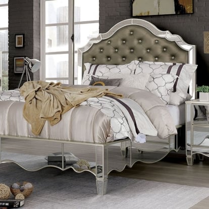 Furniture Of America Eliora Glam Silver Bed Model FOA7890-Queen Bed