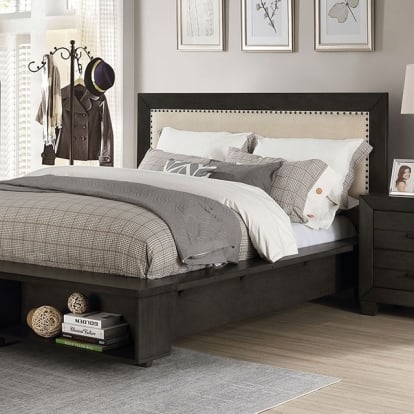 Furniture Of America Sligo Transitional Dark Gray/Beige Bed Model FOA7893-Queen Bed