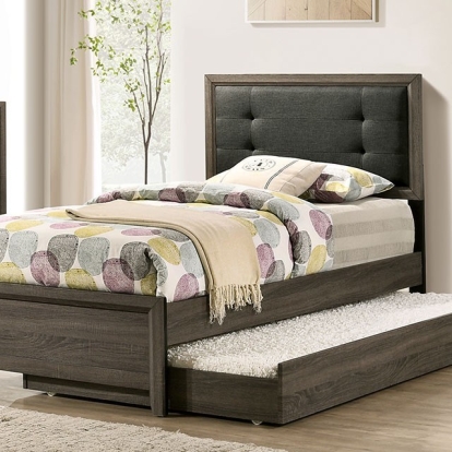 Furniture Of America Roanne Transitional Gray-Charcoal Bed Model FOA7927-Twin Bed