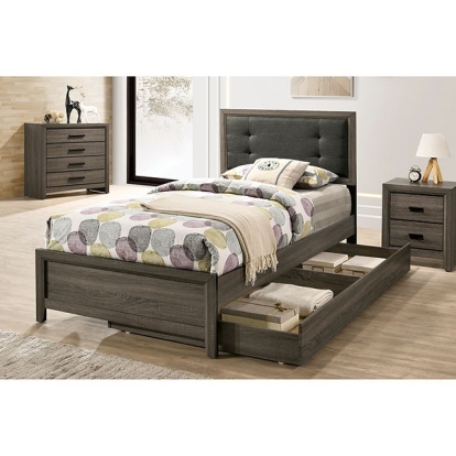 Furniture Of America Roanne Transitional Gray-Charcoal Bed Model FOA7927-Twin Bed