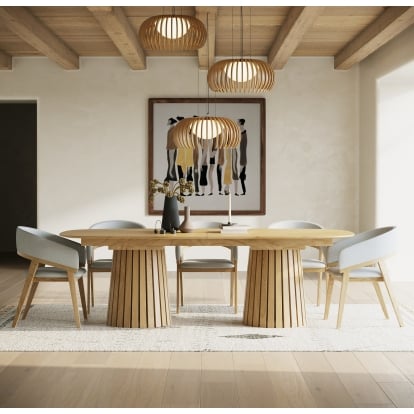 LA Furniture Truman Mid-Century Modern Natural Oak Extendable Dining Table VGMA-MIT-5346-EXT-NAT Contemporary Style by Vig Furnitrue Number 85571 Catch Home Goods