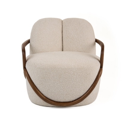 Modrest Fortuna Mid-Century Modern Off-White Fabric + Walnut Accent Chair Off-White Accent Chair 81593 VGCS-LC-21060-OFWHT