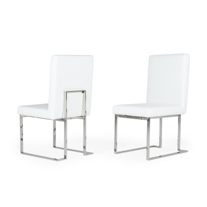 Modrest Fowler Modern White Leatherette Dining Chair Set of 2 White Dining Chair 77350Z VGVCB8866-WHT