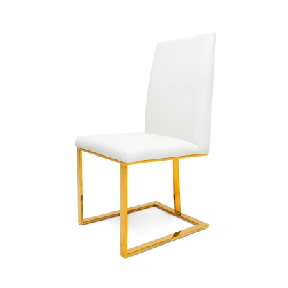 Modrest Frankie Contemporary White & Gold Dining Chair White Dining Chair 77761 VGGAGA-6917CH-WHT