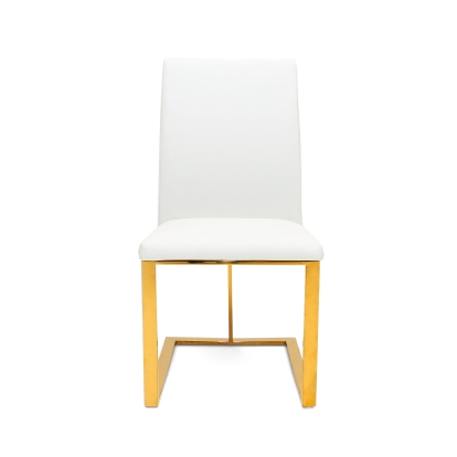 Modrest Frankie Contemporary White & Gold Dining Chair White Dining Chair 77761 VGGAGA-6917CH-WHT