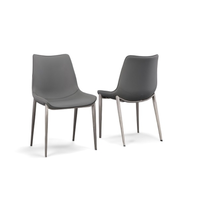 Modrest Frasier Modern Grey Eco-Leather Dining Chair (Set of 2) Grey Dining Chair 77701Z VGHR3505-GRY