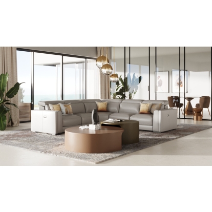Modrest Frazier Modern Light Grey Leather Sectional Sofa with 3 Recliners Grey Sectional Sofa 80075|80075A|80075B VGKM-KM268H-LG-GRY-SECT