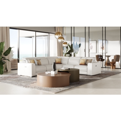 Modrest Frazier Modern White Leather Sectional Sofa with 3 Recliners White Sectional Sofa 80074A|80074B VGKM-KM268H-W-SECT