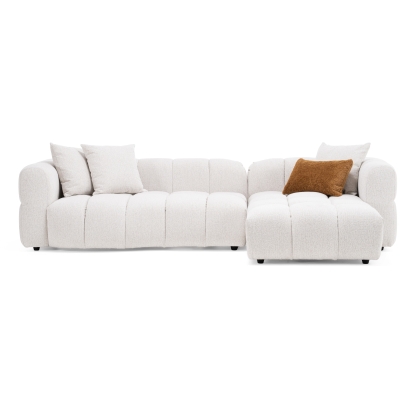 Divani Casa Freya Modern Beige Fabric Sectional with Console Beige Sectional Sofa 83153 VGOD-RD-047-BGE