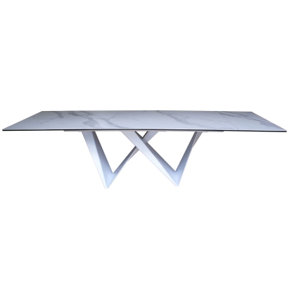 Modrest Fritz Modern White Extendable Ceramic Dining Table White Dining Table 78195 VGNSGD8767-WHT