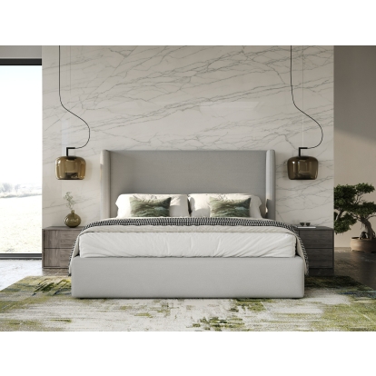 Modrest Byrne + Asus Modern Grey Fabric + Elm Grey 4-Piece Bedroom Set Grey Bedroom Set 85656|85650 VGEVVG713-GRY-4PC