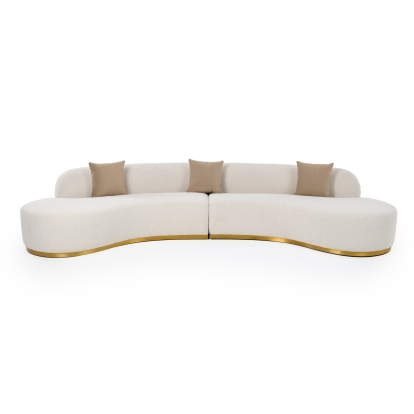 Divani Casa Frontier Glam Beige Fabric Curved Sectional Sofa with Beige Pillows Beige Sectional Sofa 81500 VGOD-ZW-943-BGE2-SECT