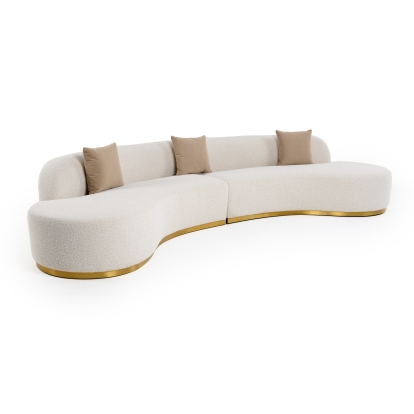 Divani Casa Frontier Glam Beige Fabric Curved Sectional Sofa with Beige Pillows Beige Sectional Sofa 81500 VGOD-ZW-943-BGE2-SECT