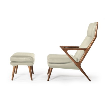 Modrest Fulton Modern Beige Lounge Chair & Ottoman Beige Lounge Chair 78614 VGCSLC-17050-BG-CH