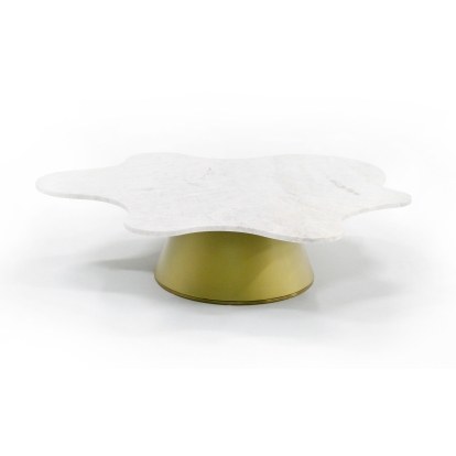 Modrest Gabbro Low Glam White Marble and Gold Coffee Table White Coffee Table 76886 VGODLZ-220C-L