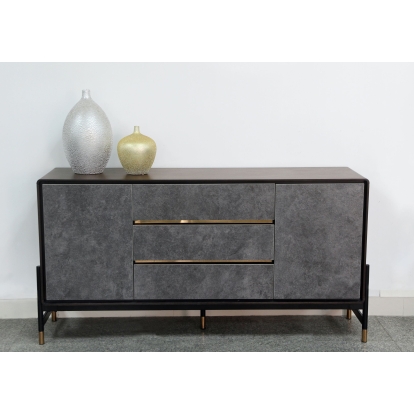 Modrest Gabrielle Contemporary Walnut & Gold Buffet Walnut Buffet 78377 VGGU5425BU-WAL-BUFF
