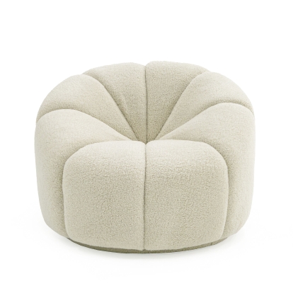 Divani Casa Gadson Contemporary White Sherpa Swivel Chair Accent Chair White Lounge Chair 79162 VGODZW-20094-WHT-CH