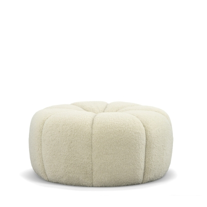 Divani Casa Gadson Contemporary White Sherpa Ottoman White Ottoman 79163 VGODZW-20094-WHT-OTT